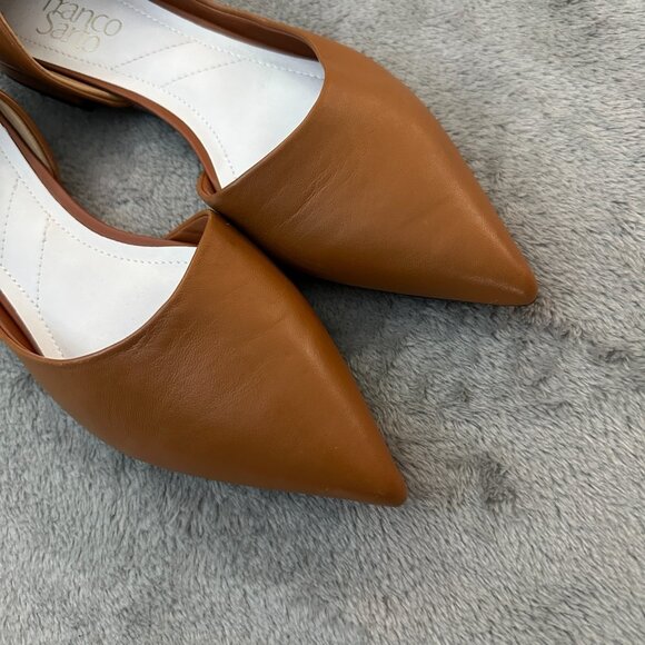 Franco Sarto Neiman Leather Pointed Toe Ballet Flats Shoes Brown Cognac 7.5 - Picture 2 of 6